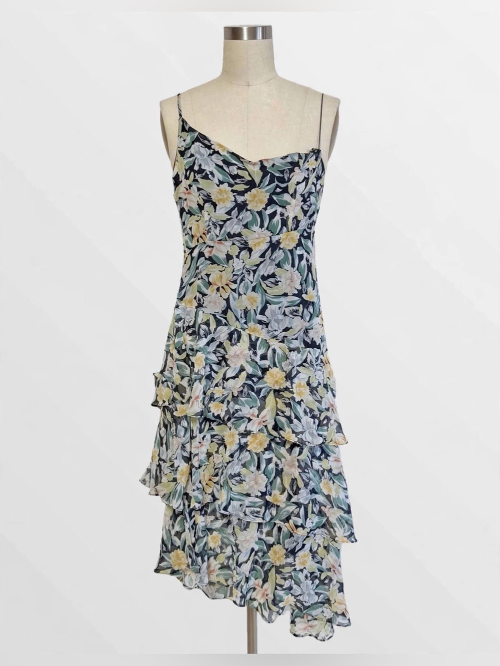 Petal + Pup Floral Chiffon Maxi Dress Strappy One Shoulder Ruffle 10, READ DESC.